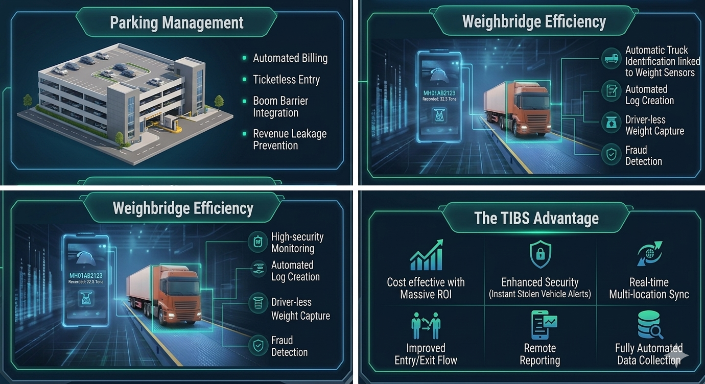 ANPR action dashboard with parking, toll, weighbridge controls